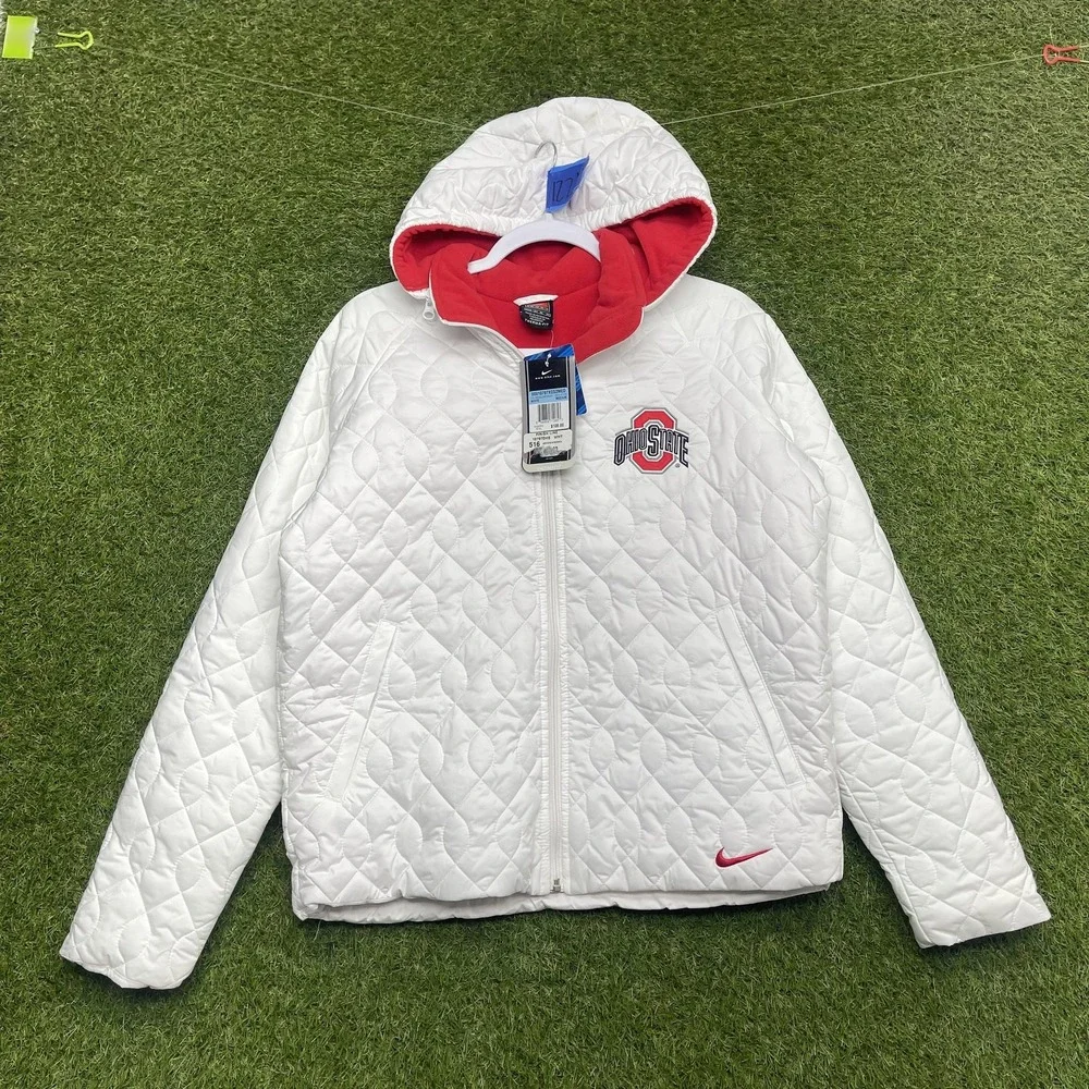Ohio State Buckeyes Jacket Womens Medium White NCAA Football Nike Therma Fit